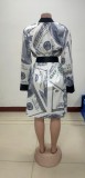 US Dollar Print Tie Waist Kimono Robe
