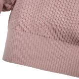 Slash Neck Pink Bubble Sleeve Sweater Dress