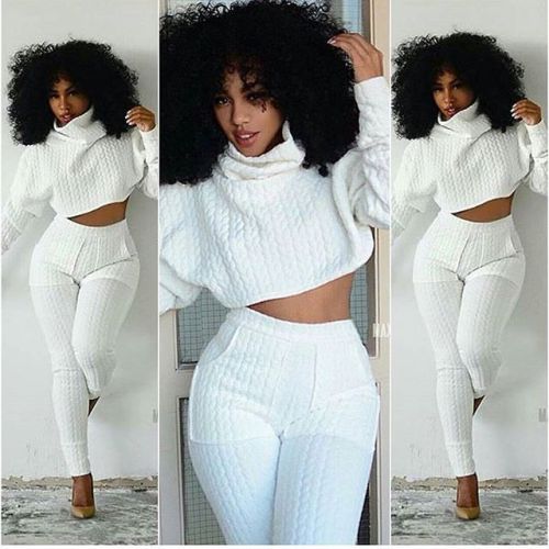 Textured White Crop Top and Pants Set
