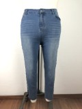 Plus Size Beaded Blue Denim Jeans
