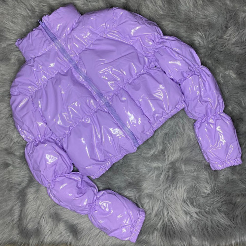 Purple Warm Short Bubble Jacket(Not PU Leather)