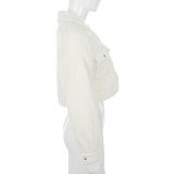 White Burbur Fleece Short Jacket