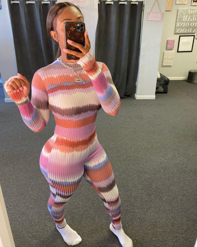 Striped Pink Bodycon Jumpsuit