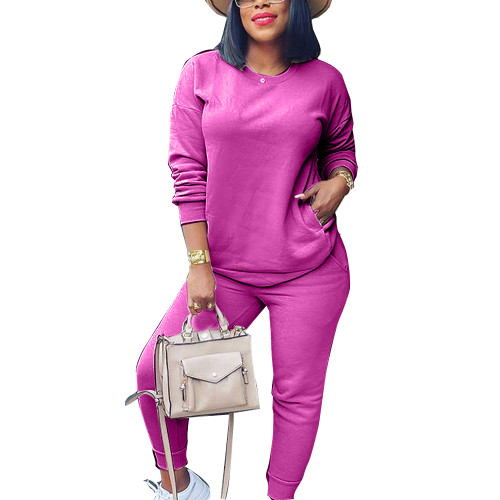 Hot Pink Sweatshirt and Sweatpants Set