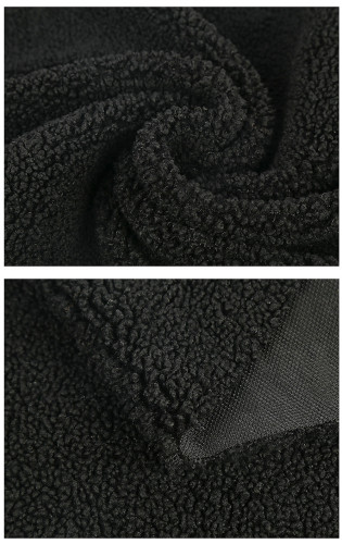 Black Burbur Fleece Two Piece Mini Skirt Set