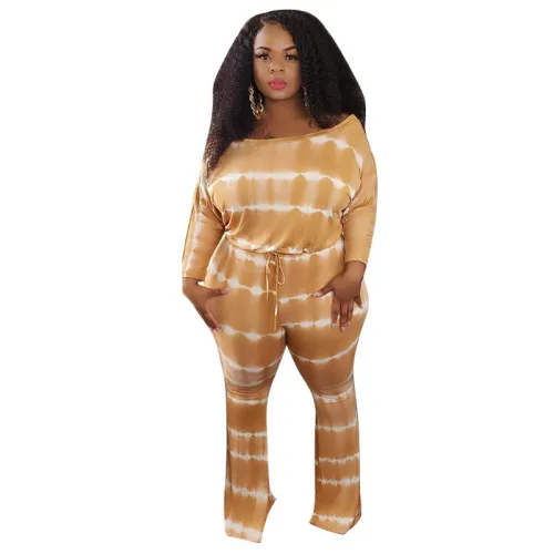 Ombre Yellow Tie Waist Plus Size Jumpsuit