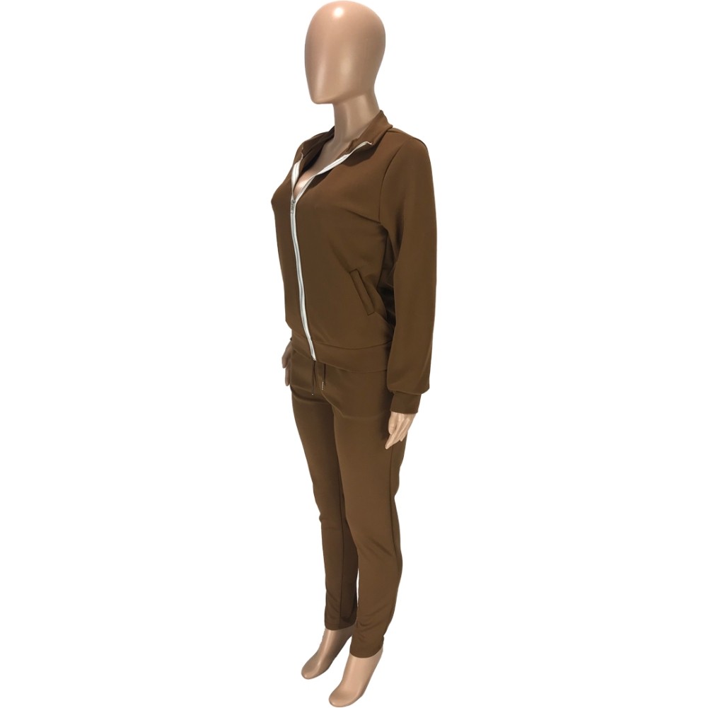 brown matching tracksuit