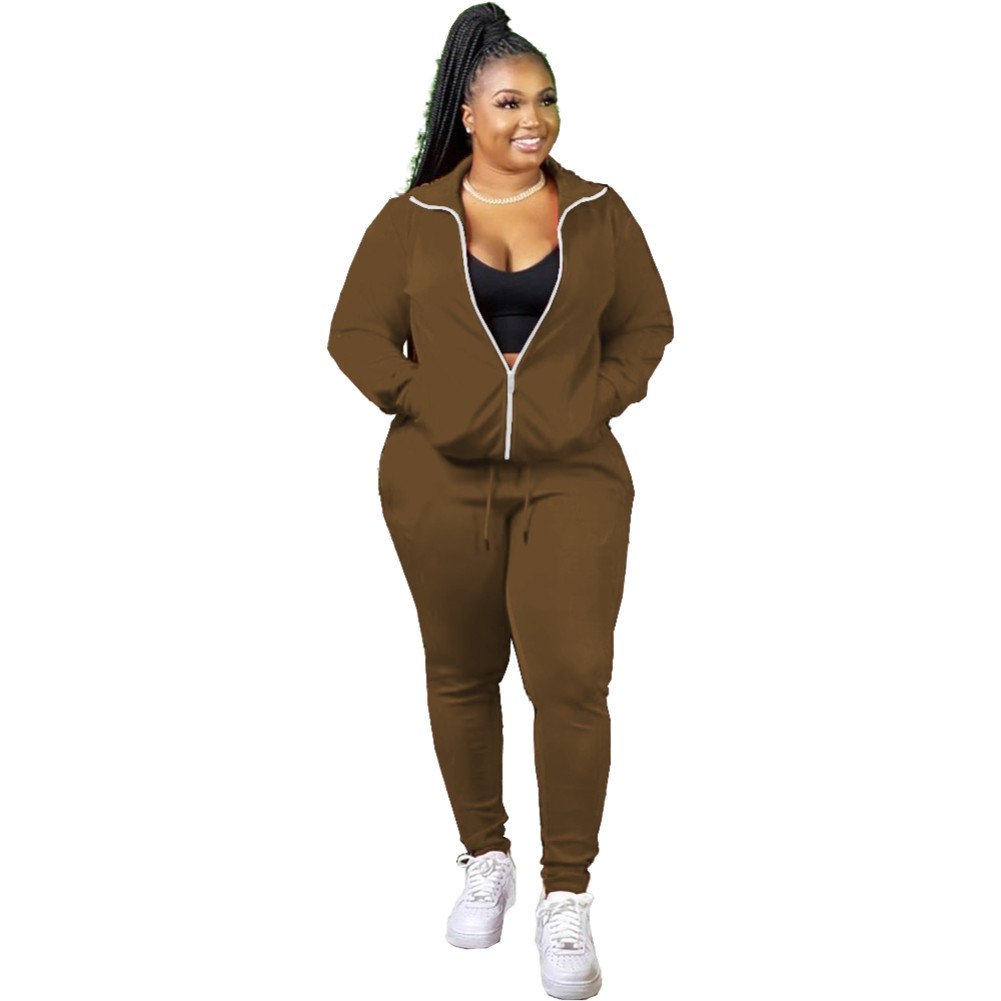 brown matching tracksuit