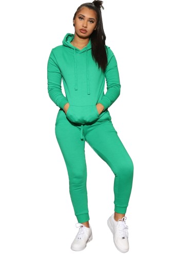Green Front Pocket Hooded Sweatsuit