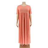 Plus Size Light Orange Casual Maxi Dress