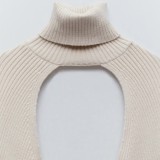 Turtleneck Knitted Long Sleeve Shrug Top