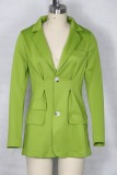 Wholesale Fashion Green Color Long Blazer