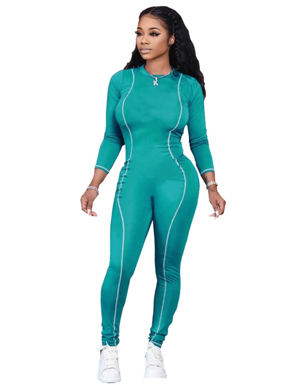 Long Sleeve Sports O Neck Bodycon Jumpsuit US$ 8.08 - www.lover-pretty.com