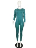 Long Sleeve Sports O Neck Bodycon Jumpsuit