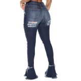 Fashion Distress Bell Bottom Ripped Jeans