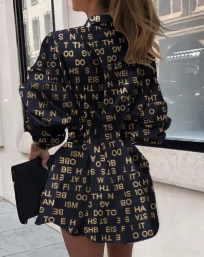 Fashion Letter Print Blouse Dress