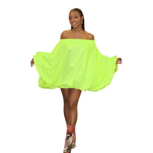 Plus Size Neon Loose Off Shoulder Dress
