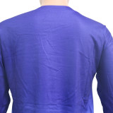 Gradient Blue Long Sleeve Two Piece Pants Set