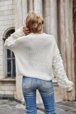 Loose O-Neck Solid Bubble Sleeve Pullover Sweater