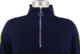 Plus Size High Neck 1/2 Zipper Sweatsuit