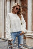 Loose O-Neck Solid Bubble Sleeve Pullover Sweater