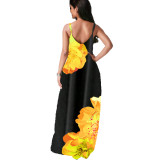 Plus Size Flower Print Maxi Cami Dress