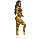 Camo Print Zipper Hooded Tracksuit