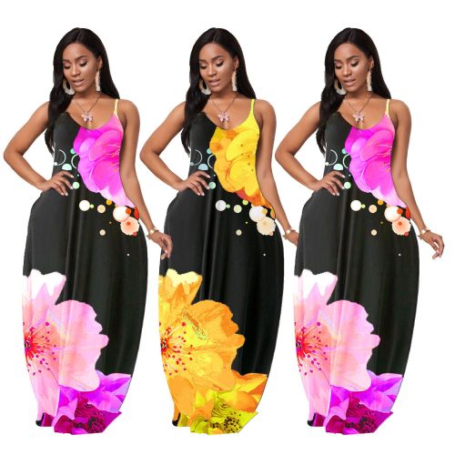 Plus Size Floral Print Maxi Cami Dress