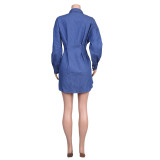 Blue Denim Button Up Short Dress