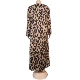 Leopard Brown Print Long Cardigan