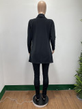 Black Coat and Stack pants Two Piece Set