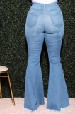 Plus Size Damage Holes Light Blue Flare Jeans