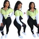 Contrast Splicing Hooded Jogging Sweatsuits