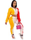 High Neck Zipper Colorful Crop Top and Pants Set