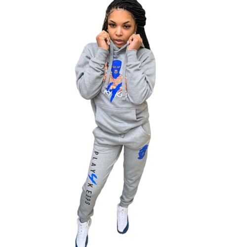Print Hooded Sweatsuits with Pockets