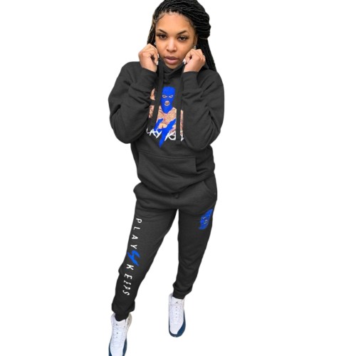Print Hooded Sweatsuits with Pockets