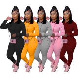 Pure Color Hooded Sweatsuit with Pockets