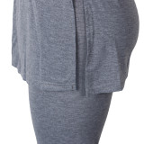 Gray Leisure Slip Top & Tight Pants Two Piece Set
