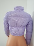 Purple Warm Short Bubble Jacket(Not PU Leather)