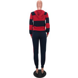 Print Striped Drawstring Sweatsuits