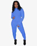 Ribbed Embroidered Lettter Strechy Fitness Jumpsuit