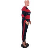 Print Striped Drawstring Sweatsuits