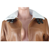 Winter Warm Irregular PU Leather Coat