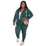 Plus Size Casual Solid Zipper Tracksuit