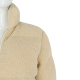 Winter Warm Khaki Fleece Short Jacket