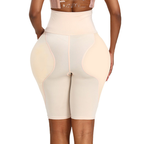 Beige High Waist  Foam Padded Body Shaper Shorts