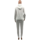 Print White Front Pocket Casual Sweatsuit