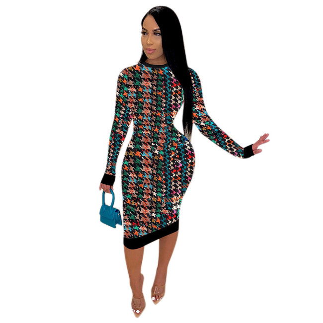 Plus Size Print Colorful Cutout Back Midi Dress