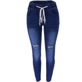 Wholesale Blue Ripped Fashion Jeans