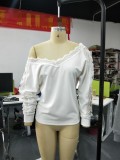 Hot Sale White V-Neck Hollow Out Knit Top